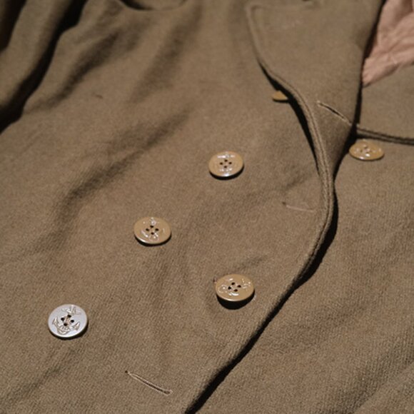 Schott NYC (Dur O Jac) Sz L Wool Double Breasted Quilt Liner Camel Peacoat - Picture 3 of 5